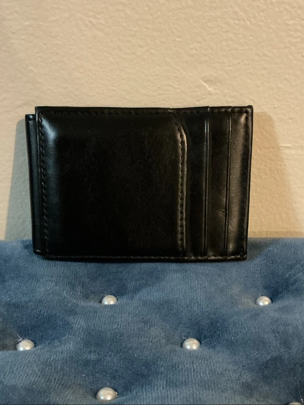 Goodfellow & Co Black Leather Card Holder with Multiple Slots ID Window